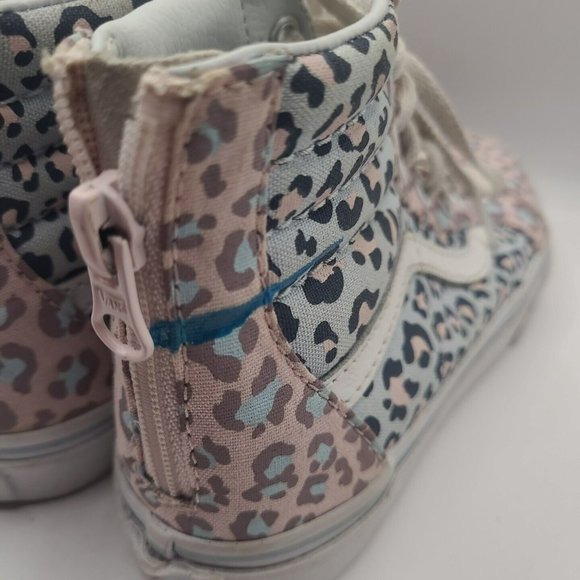 Vans Hi Top Animal Print Leopard Pink Blue Canvas Size 2 - Picture 5 of 7